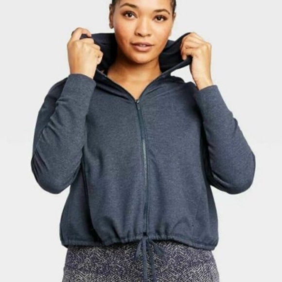 all in motion Tops - All in Motion Gray Zip-Up Hoodie Bottom Drawstring